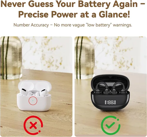 Vista 5 de Auriculares inalámbricos 2026, Bluetooth 6.0, diseño de clip de oreja abierta para un uso cómodo y seguro, duración de la batería de 50 horas