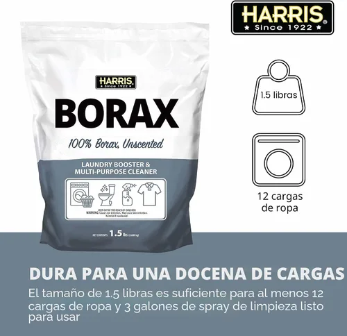 Vista 2 de HARRIS - Potenciador de lavandería en polvo de bórax para agua dura y poderoso limpiador multiuso, 1.5lb (Sin fragancia)