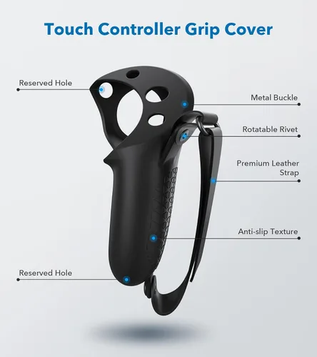 Vista 2 de YRXVW Controller Grips Cover for Oculus Meta Quest Pro, Silicone Hand Touch Grips Unibody Design with Adjustable Knuckle Strap Compatible with Quest
