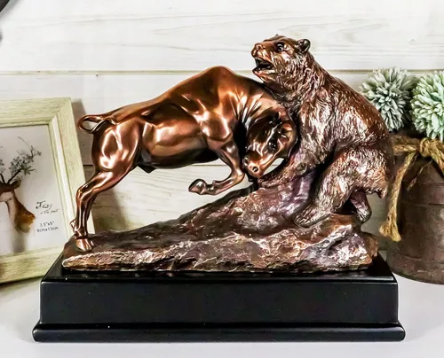 Vista 2 de Ebros Gift Wall Street - Estatua de oso de bronce galvanizado con base, ideal para inversores, administradores de dinero, amantes de la naturaleza