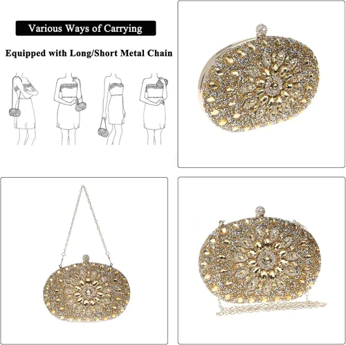 Vista 4 de COAIMANEY Bolso de mano brillante con purpurina para mujer bolso de noche bolso de hombro para boda fiesta de graduación