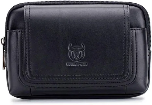 Vista 2 de Bolsa de cuero para cinturón de teléfono, bolsa horizontal para hombres, multiusos, con lazo, monedero, monedero, bolsa para teléfono celular