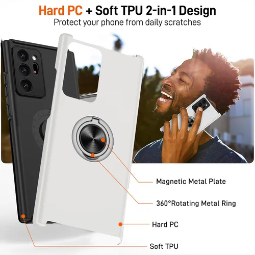 Vista 55 de Gritup - Funda para Galaxy A05S con protector de pantalla HD×2, funda protectora para teléfono a prueba de golpes con soporte magnético de anillo
