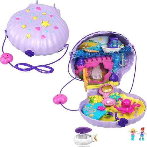 Vista 7 de Polly Pocket Muñecas y accesorios, juego de monedero Koala con 2 micro muñecas, 1 auto de juguete y 5 animales, juguete de viaje 2 en 1