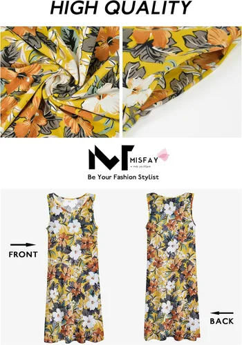 Vista 5 de MISFAY - Vestido de verano, estilo informal, con bolsillos, camisa de playa, camisola, para mujer