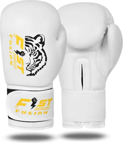 Vista 7 de Guantes de boxeo para Muay Thai, MMA, Kickboxing, boxeo, piel maya, guantes de cuero para hombres, mujeres y adultos, 8, 10, 12, 14, 16 onzas