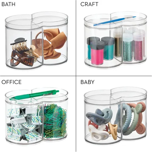 Vista 3 de Organizador de baño InterDesign con varios niveles y diseño transparente; mide 12 pulgadas y es adecuado para cosméticos, maquillaje, vitaminas