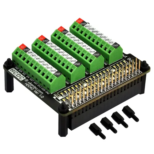 Vista 3 de HCDC RPi GPIO Status LED y Placa de Distribución de Bloque de Terminales HAT para Raspberry Pi A+ 3A+ B+ 2B 3B 3B+ 4B