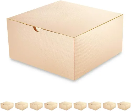 Vista 17 de PACKQUEEN Cajas de regalo de Navidad color dorado champán, paquete de 10 unidades de 6 x 6 x 4 pulgadas, cajas de regalo pequeñas con tapas, cajas