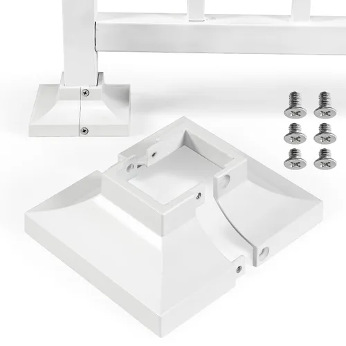 Vista 9 de 1 pieza Base de poste de cubierta de 2,5 cm de aluminio, falda de poste, pasamanos, escalera, base de barandilla de terraza y porche (negro)