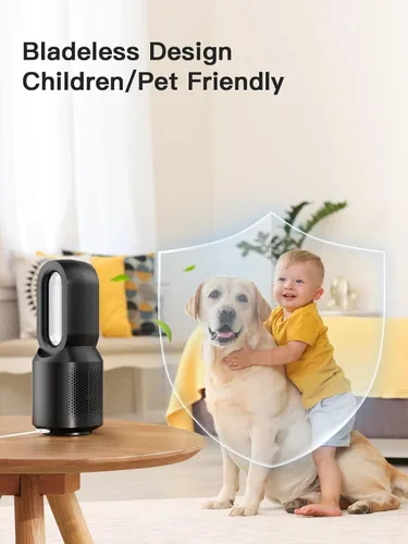 Vista 5 de let'me Ventilador de escritorio de 13 pulgadas, pequeño ventilador de mesa sin aspas, ventilador oscilante de 106° con control táctil de 3