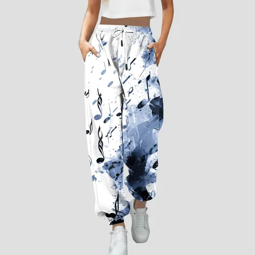 Vista 2 de Pantalones deportivos para mujer, cintura elástica, cómodos, casuales, con bolsillos