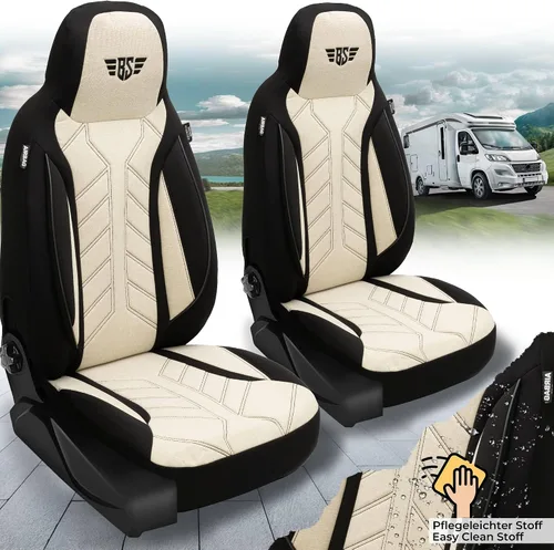 Vista 4 de BREMER SITZBEZÜGE Fundas de asiento para autocaravana Ford Nugget Transit Custom PLKT207 PLKT207 - Negro/Beige
