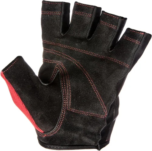 Vista 4 de Contraband Black Label 5150 - Guantes de cuero para levantamiento de pesas sin dedos, duraderos y ligeros, guantes de gimnasio de cuero dividido
