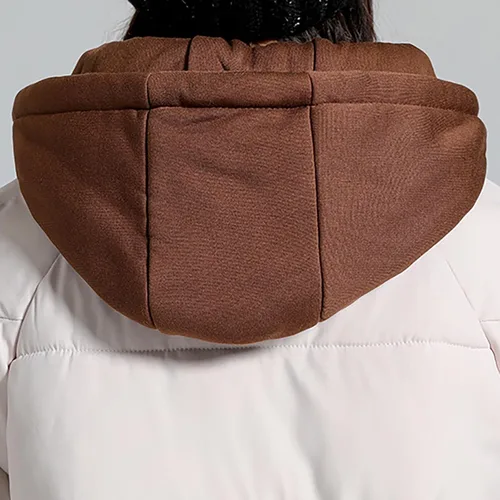 Vista 2 de Chaqueta acolchada suelta con capucha gruesa de dos piezas de algodón cálido chaqueta de color sólido con cordón para mujer