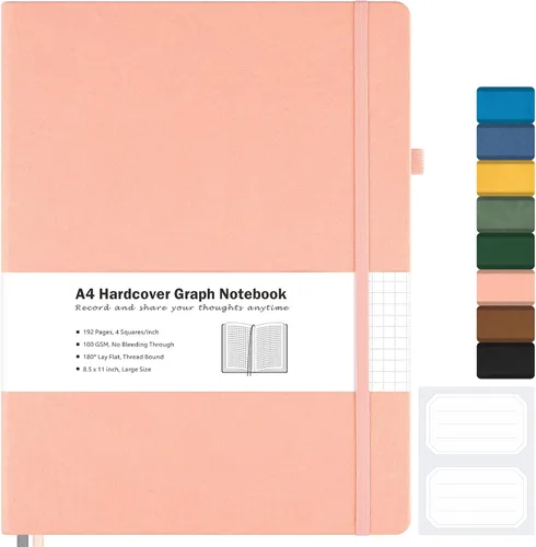 Vista 16 de Cuaderno de papel cuadriculado, cuaderno de tapa dura de 8.5 x 11, cuaderno de cuadrícula para mujeres, hombres, diarios grandes de cuero