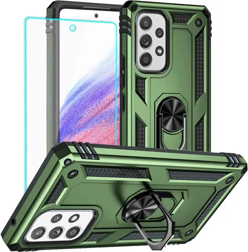Vista 7 de Yiakeng Funda para Samsung A52, Galaxy A52 con protector de pantalla HD, fundas protectoras de grado militar con anillo para Samsung Galaxy A52 5G