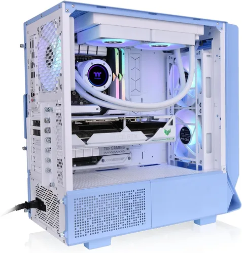 Vista 8 de Thermaltake Ceres 350 MX/Hydrangea Blue/Mid Tower/CT140 ARGB Fan*2/CT140 Fan*1/Panel frontal Mesh & TG/Conector oculto MB/CA-1Z3-00MFWN-00 Azul
