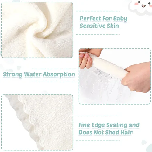Vista 3 de Newwiee Paquete de 120 paños para bebé, 9 x 8 pulgadas, paño de microfibra suave y pequeña, paño de lavado absorbente para recién nacidos, niños