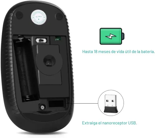 Vista 7 de VssoPlor - Mouse inalámbrico 2.4 G, delgado y portátil con nanorreceptor, para PC, laptop, computadora, negro