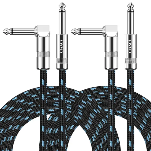 Vista 10 de Cable de Guitarra de 6 Pies Cable de Instrumento para Guitarra Eléctrica y Bajo, Teclado - Cable AMP de Ángulo Recto de 1/4 Pulgada, Negro