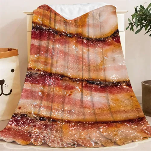 Vista 8 de Manta de vellón con estampado de tocino, ligera, regalo para cumpleaños, Navidad, mantas de franela suave para todas las estaciones, cama, sofá