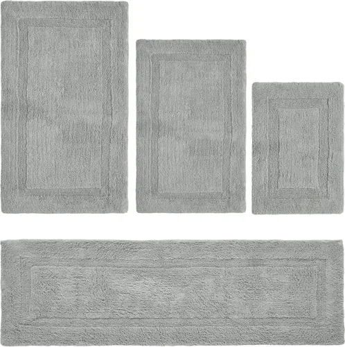 Vista 57 de Better Trends Juego de 4 alfombras de baño de lujo, 100% algodón, suaves, absorbentes de agua, reversibles, lavables a máquina, para decoración