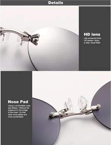 Vista 3 de Gafas de sol de nariz con clip para hombre, gafas redondas Matrix Morpheus Vintage Sun