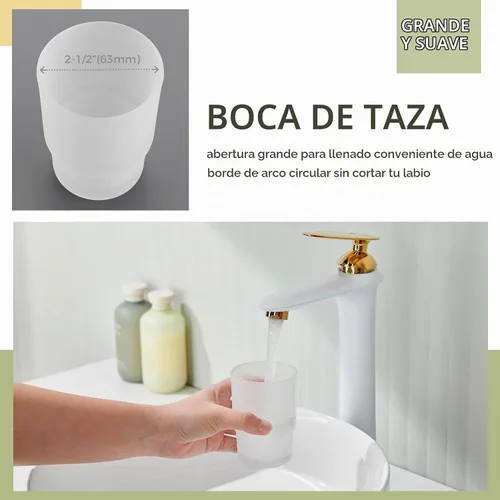 Vista 3 de Aomasi Taza de cristal del enjuague del baño para el lavabo del baño, taza Blanco esmerilado