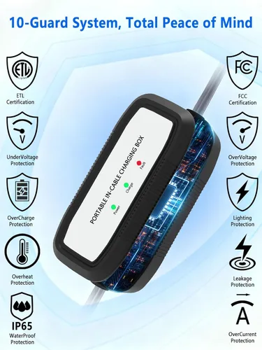 Vista 4 de Cargador EV, 16Amp 110V/240V Portátil Nivel 1 Nivel 2 Estación de carga de vehículos eléctricos con enchufe NEMA 6-20 y adaptador NEMA 5-15