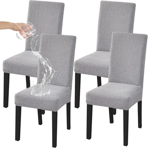 Vista 76 de HZDHCLH Juego de 4 fundas para sillas de comedor color burdeos, fundas elásticas de elastano para sillas Parsons, paquete de 4, fundas de asiento