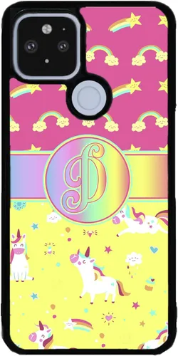 Vista 9 de Unicorn Rainbow Colorful Initial Black Rubber Phone Case Compatible With Google Pixel 10, 10 Pro, 10 Pro XL, 9a, 9 Pro, Pixel 9, Pixel 9 Pro XL, 8a
