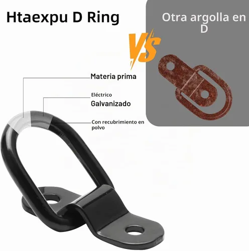 Vista 4 de 6 piezas de ancla de amarre con anillo en D, anillos en D resistentes de alta capacidad, anclajes de amarre de remolque de tercera