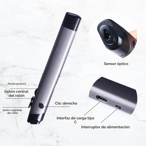 Vista 6 de Serounder - Mouse óptico Bluetooth de 2.4 G, 1200 DPI, 4 botones, ergonómico mini para laptops/pads