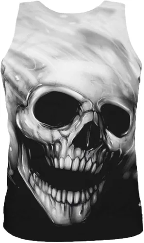 Vista 4 de Camiseta sin mangas de verano para hombres divertidos 3D cráneo impresión sin mangas camisas de moda gráfico entrenamiento fitness chaleco