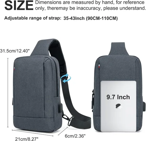 Vista 6 de ecosmile Bolso bandolera bandolera bandolera para hombres y mujeres, bolsas de viaje para trabajo