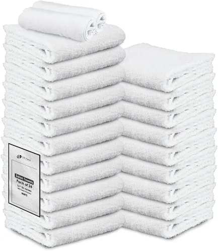 Vista 13 de Paquete de 24 Toallas de Mano Arena 100% Algodón Toalla de Spa – 16x26 pulgadas Toallas Faciales Altamente Absorbentes Gimnasio, Toalla para Cabello