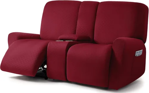 Vista 8 de ULTICOR Fundas para sofá reclinable de 8 piezas con diseño de jacquard cuadrado, fundas elásticas para sofá reclinable de 3 cojines, gruesas, suaves