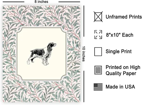 Vista 2 de Poster Master Póster Vintage de Cocker Spaniel Inglés - Impronta Retro de Perro - Arte Floral - Arte de Cachorros - Arte para Amantes de Animales