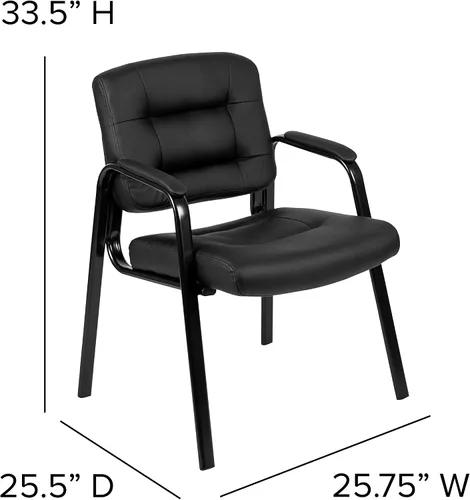 Vista 3 de Flash Furniture Darwin Flash Fundamentals LeatherSoft - Silla de recepción ejecutiva, moderna silla copetuda para sala de estar u oficina