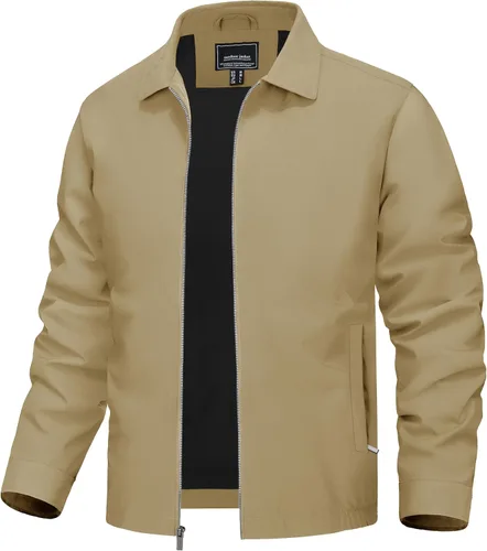 Vista 13 de TACVASEN Chaqueta Cortavientos Ligera para Hombre con Cremallera Completa Cuello Plegable Chaquetas Abrigo Casual Ligero con Bolsillos con Cremallera