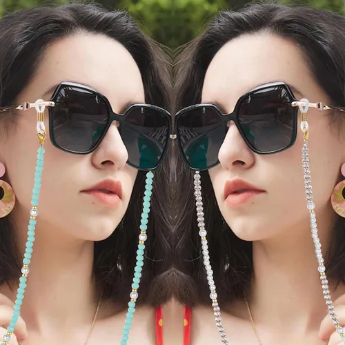 Vista 3 de Cadena multifuncional para gafas elegante soporte para gafas, collar y cordón para máscara para mujeres de moda
