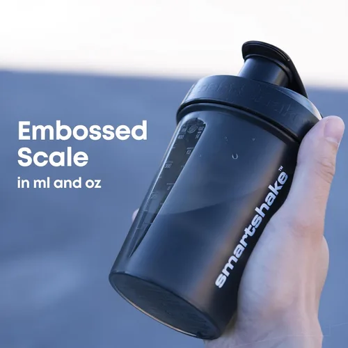 Vista 6 de Smartshake Lite - Paquete de 4 botellas mezcladoras de proteínas de 13.5 onzas, tapa de rosca a prueba de fugas, sin BPA, unisex, gris niebla, verde