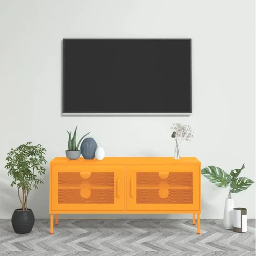 Vista 18 de Armario de almacenamiento de metal para TV con 2 puertas y un estante en el interior, aparador de almacenamiento, soporte de TV, consola multimedia