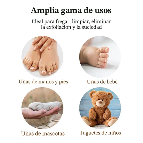 Vista 6 de Cepillo de uñas de madera con cerdas de carbón de nylon y cuerda para colgar - Cepillo de uñas de doble cara para frotar uñas de dedos y pies