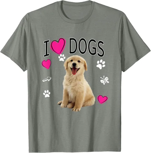 Vista 67 de Camiseta I Love Dogs - Camiseta Golden Labrador retriever, Azul Negro