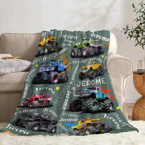 Vista 103 de Manta de bebé con texto en inglés «Just A Boy Who Loves Trucks» para niños y niñas, manta súper suave para envolver al recién nacido, acogedora