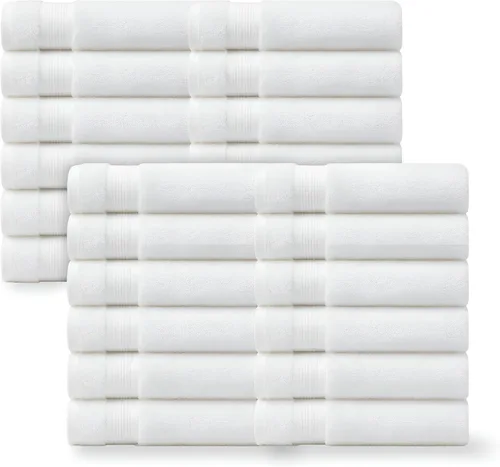 Vista 14 de Linteum Textile Supply Toalla de mano negra prémium de 16 x 27 pulgadas, 100% algodón, sin torsión, absorbente, de secado rápido, duradera