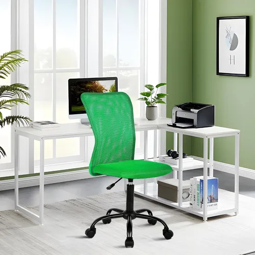 Vista 14 de Silla de oficina sin brazos, silla de oficina ergonómica de malla con respaldo alto con soporte lumbar, sillas de computadora, silla con ruedas