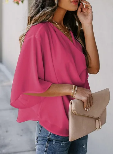 Vista 3 de Dokotoo - Blusas y tops de gasa de manga corta para mujer